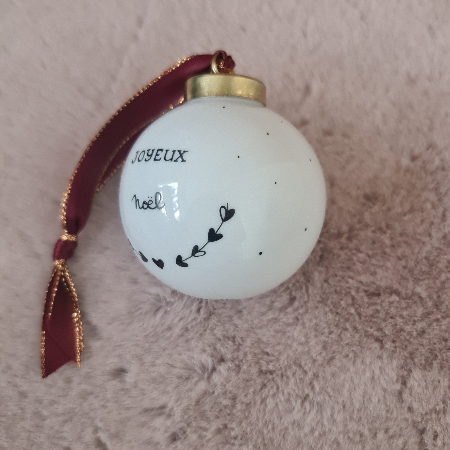Boule de Noël - Feuillage "JOYEUX Noël"