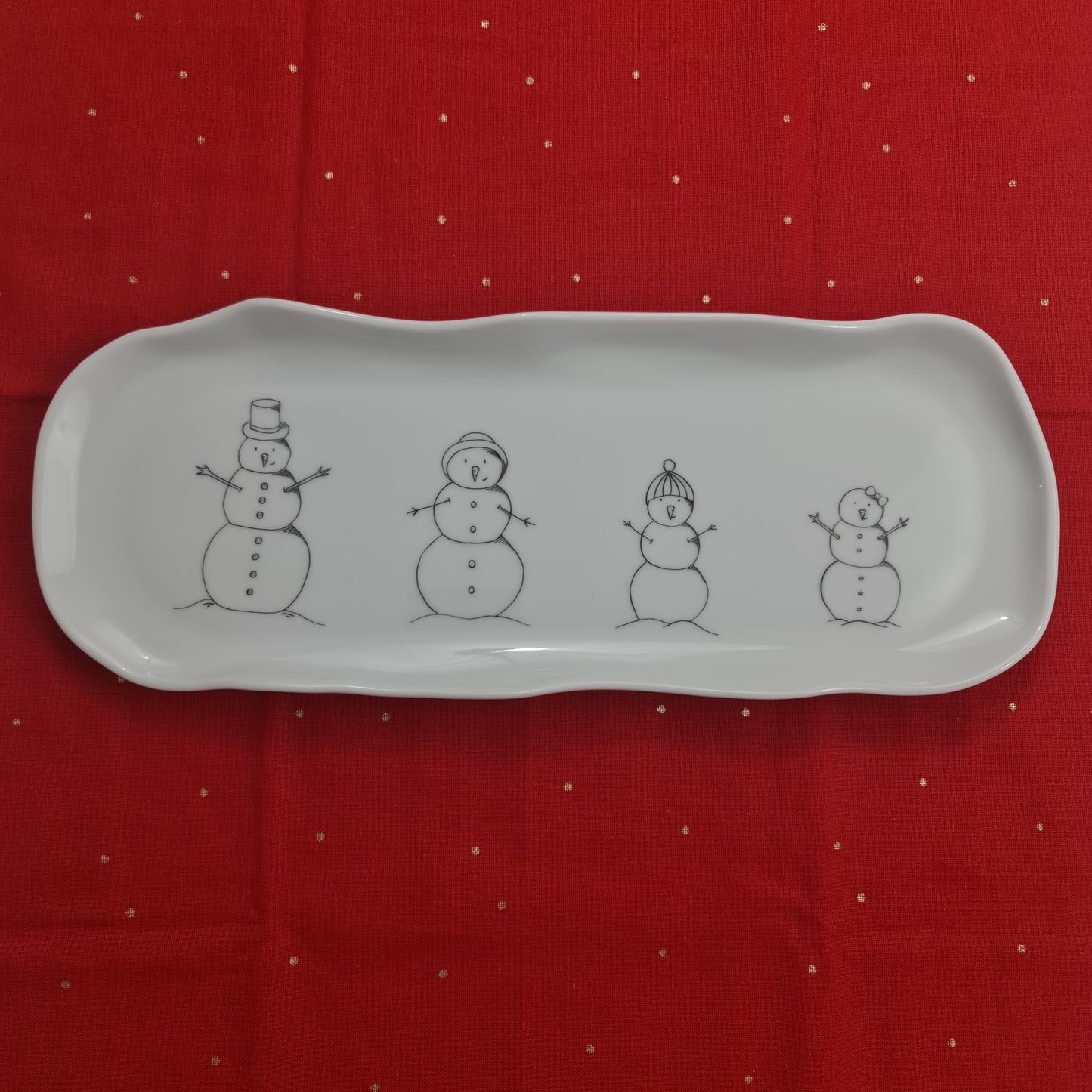 Plat cake irrégulier - Famille Bonhomme de neige