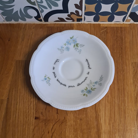 Coupelle ronde chinée - Fleurs bleues