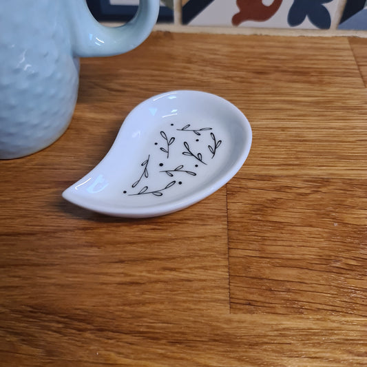 Mini coupelle goutte chinée en céramique - décor 2 floral peints à la main