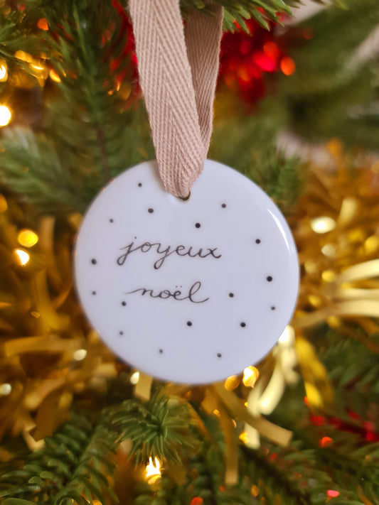 Médaillon rond - Points "Joyeux Noël"