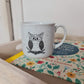 Tasse timbale en porcelaine - décor Chouette peint à la main