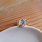 Bague nœud en Acier inoxydable doré - décorée à partir de vaisselle - Rose et petites fleurs bleues