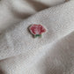 Pin's en Fer rhodié - décoré à partir de vaisselle - Forme fleur - Moyenne rose