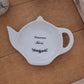 Repose sachet de thé en porcelaine - décor Fleurs "Maman chérie" peint à la main
