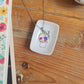 Coupelle à bijoux rectangle en porcelaine - décor plante grasse peint à la main