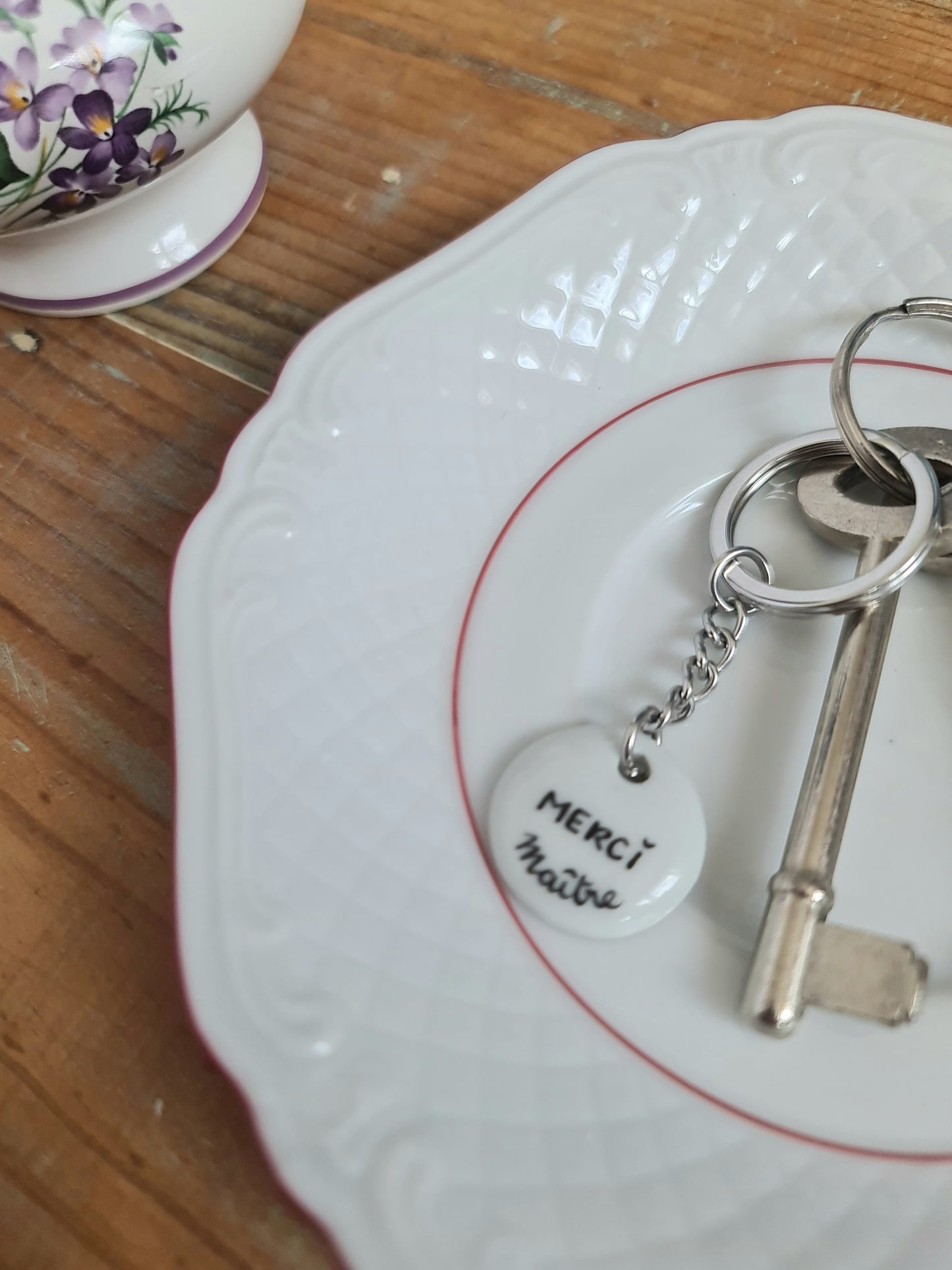 Porte-clés Chaînette - décor Merci Maître