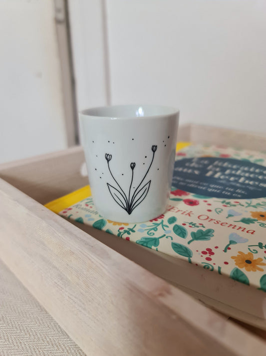 Tasse à expresso en porcelaine - décor Tulipes peint à la main