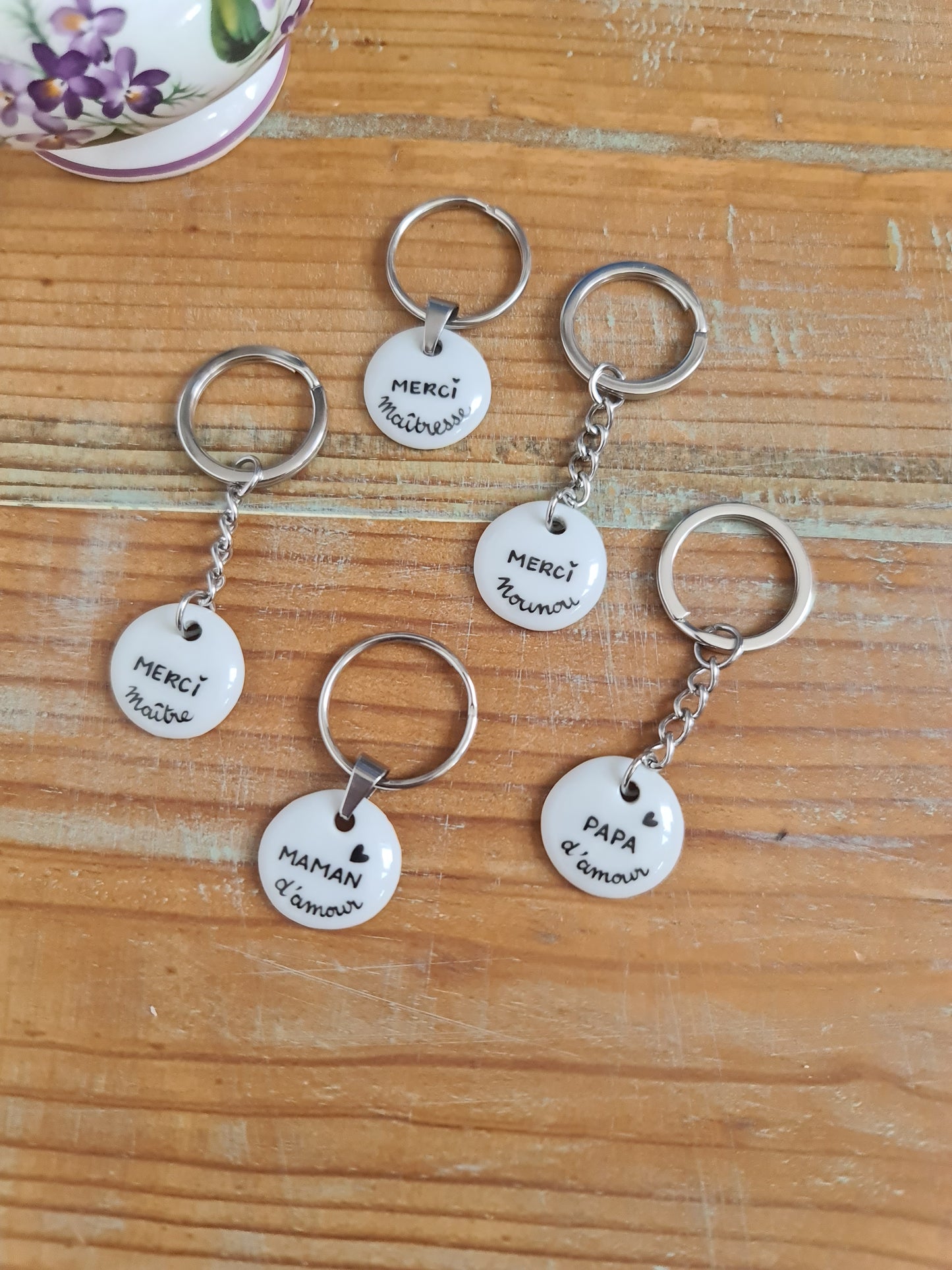 Porte-clés Chaînette - décor Merci Nounou