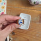Bague nœud en Acier inoxydable doré - décorée à partir de vaisselle - Feuillage bleu