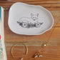 Petit plateau irrégulier en porcelaine - décor renard peints à la main