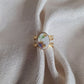 Bague large en Acier inoxydable doré - décorée à partir de vaisselle - Fleurs jaunes