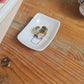 Coupelle à bijoux rectangle en porcelaine - décor plante grasse peint à la main