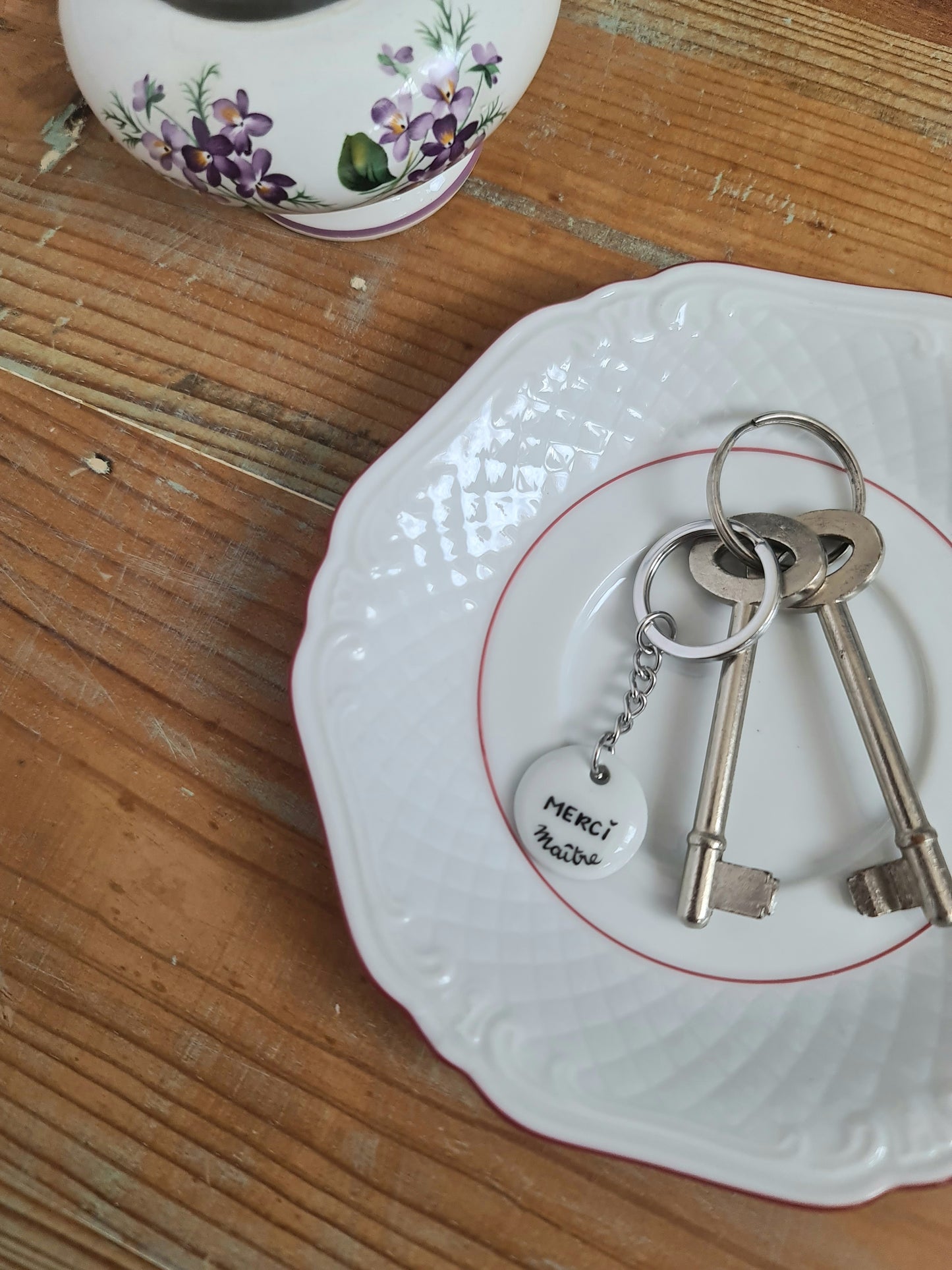 Porte-clés Chaînette - décor Merci Maître