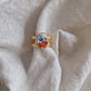 Bague large en Acier inoxydable doré - décorée à partir de vaisselle - Bouquet de fleurs