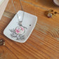 Coupelle à bijoux rectangle en porcelaine - décor "Maman" Feuillage peint à la main