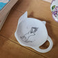 Repose sachet de thé en porcelaine - décor chat feuillage peint à la main