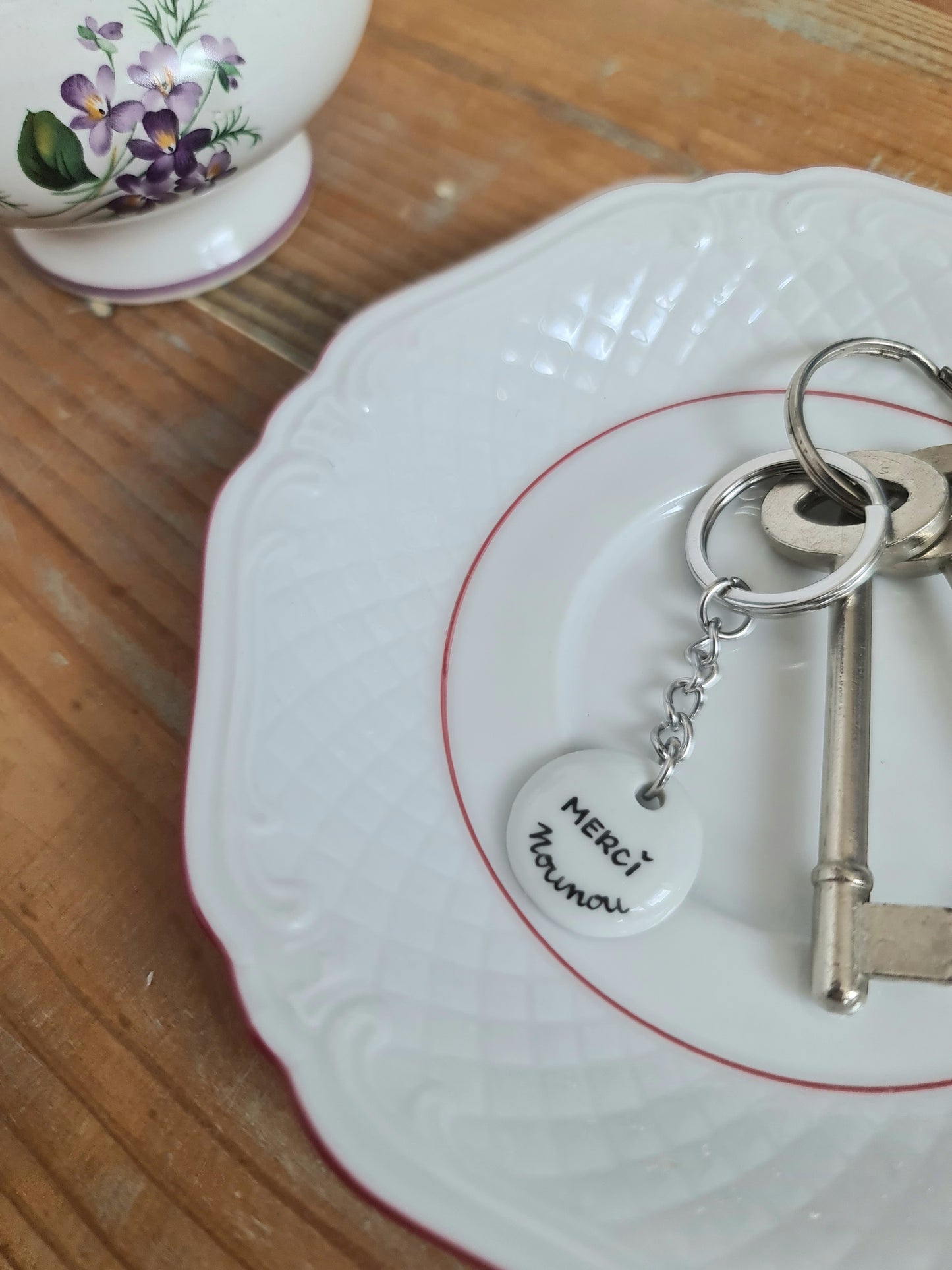Porte-clés Chaînette - décor Merci Nounou
