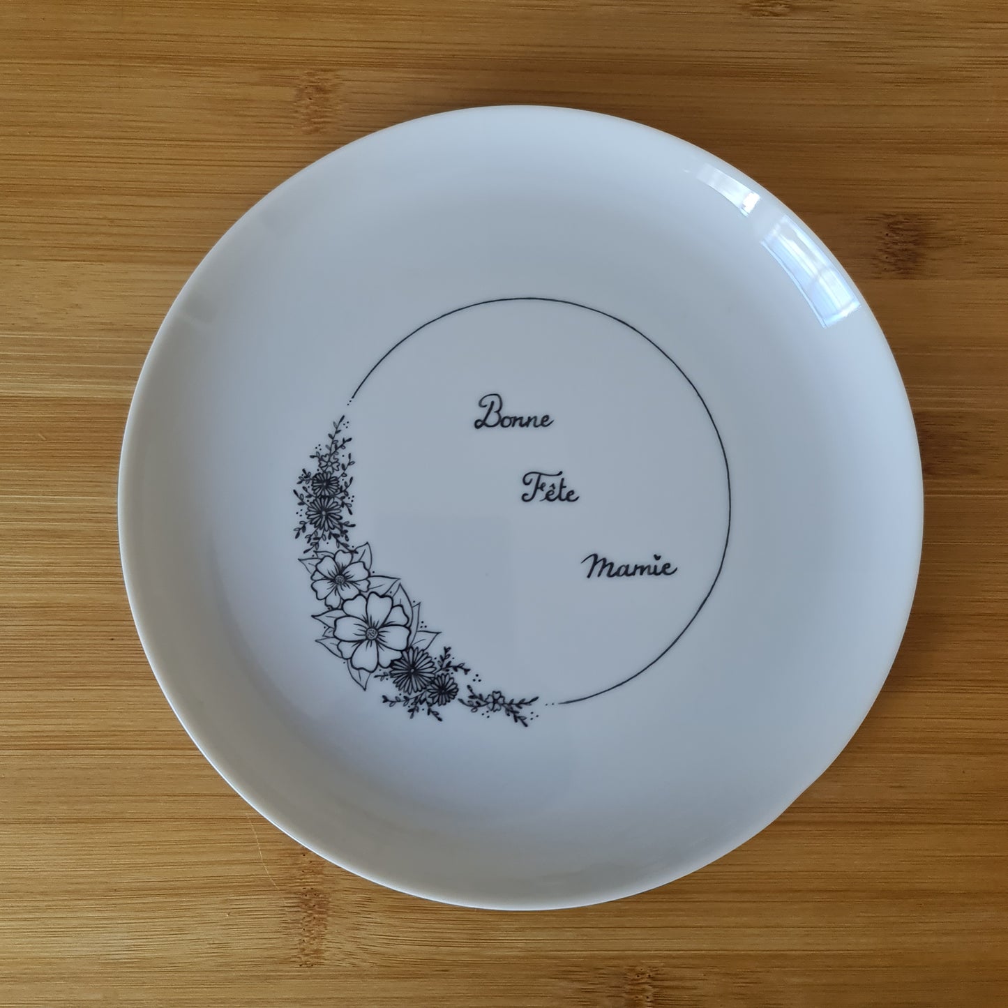 Assiette chinée - Couronne "Bonne Fête Mamie"